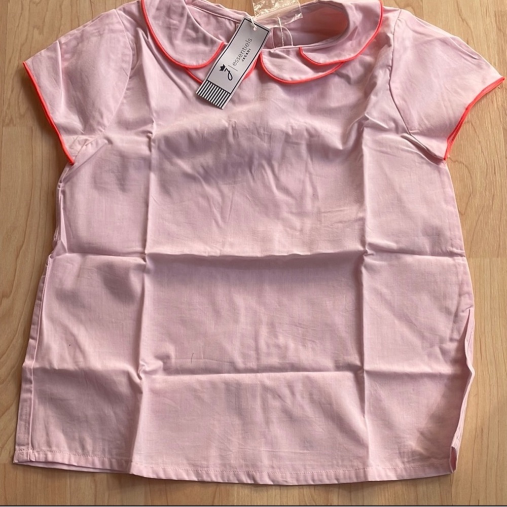 Jacadi Light Pink Blouse with Red Trim